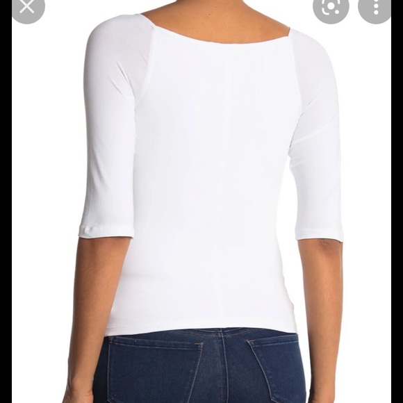 ATM CROSSOVER ELBOW SLEEVE CAMI TOP IN WHITE NWT - Picture 6 of 7